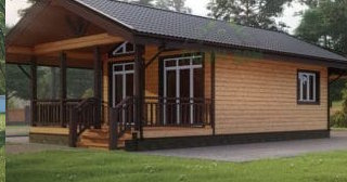 Проект одноэтажного дома из бруса с террасой - Строительство в Красном Сулине от Строй-Крл от 132704 руб.